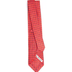 CRAVATTA SARTORIALE IN LINO ROSSA Microfantasia fiore