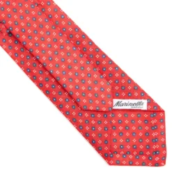 CRAVATTA SARTORIALE IN LINO ROSSA Microfantasia fiore