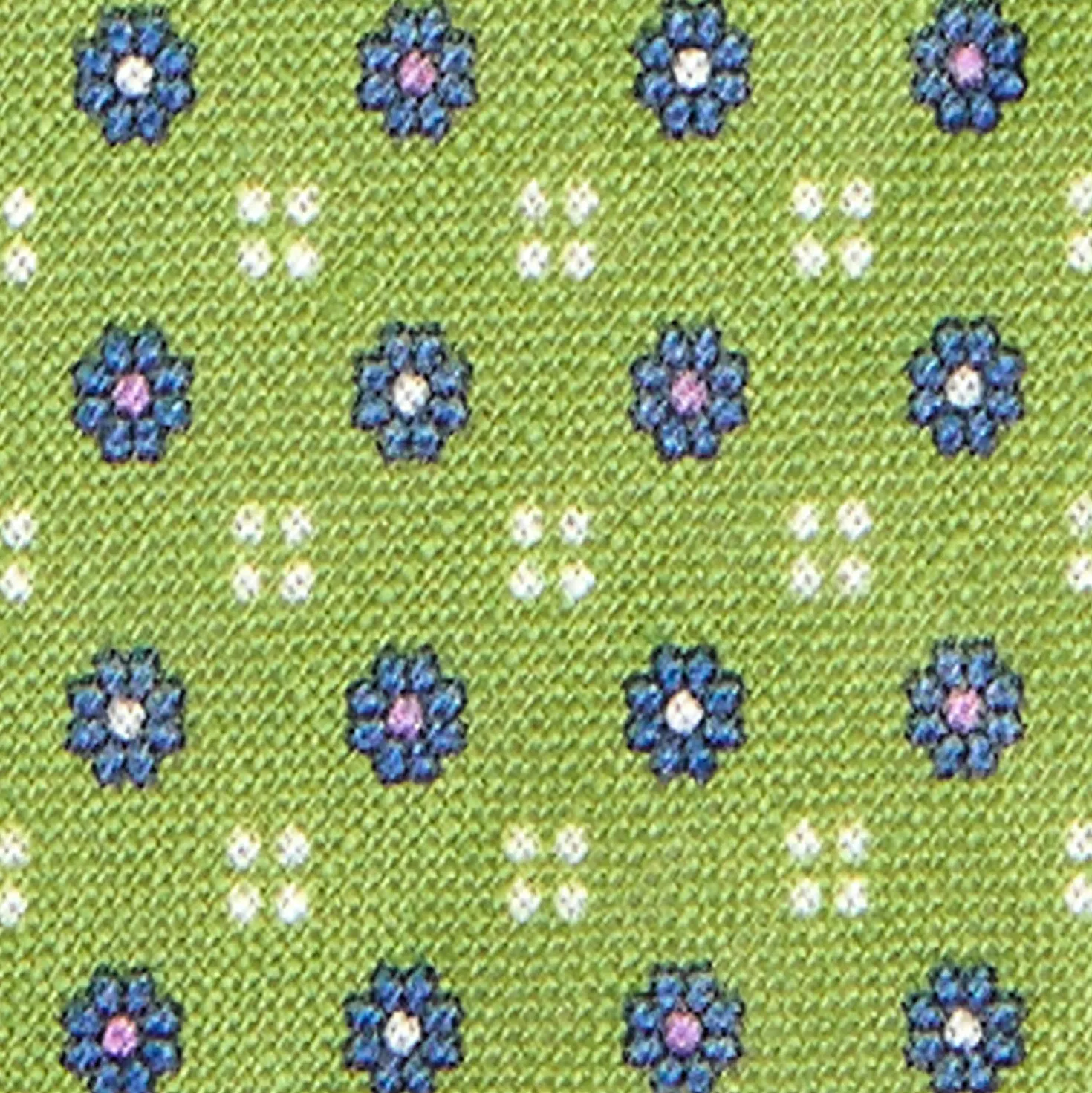 CRAVATTA SARTORIALE IN LINO VERDE Microfantasia fiore