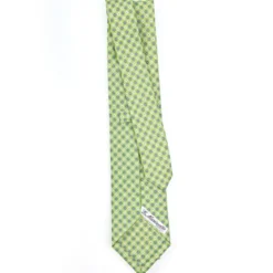 CRAVATTA SARTORIALE IN LINO VERDE CHIARO Microfantasia fiore