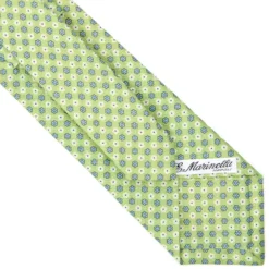 CRAVATTA SARTORIALE IN LINO VERDE CHIARO Microfantasia fiore