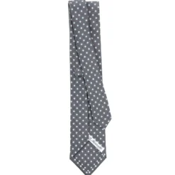 CRAVATTA SARTORIALE IN SETA GRIGIO SCURO Microfantasia fiore