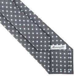 CRAVATTA SARTORIALE IN SETA GRIGIO SCURO Microfantasia fiore