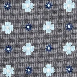 CRAVATTA SARTORIALE IN SETA GRIGIO SCURO Microfantasia fiore