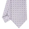 CRAVATTA SARTORIALE IN SETA GRIGIO CHIARO Microfantasia fiore