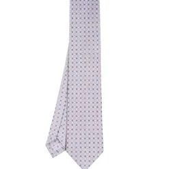 CRAVATTA SARTORIALE IN SETA GRIGIO CHIARO Microfantasia fiore