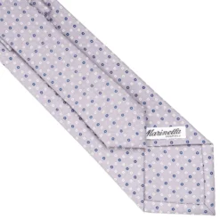 CRAVATTA SARTORIALE IN SETA GRIGIO CHIARO Microfantasia fiore