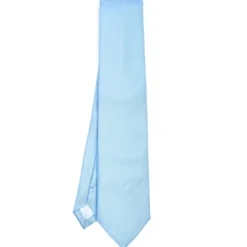 CRAVATTA SARTORIALE IN SETA JACQUARD AZZURRA Tinta unita