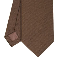 CRAVATTA SARTORIALE IN SETA JACQUARD MARRONE SCURO Tinta unita