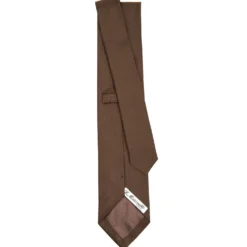CRAVATTA SARTORIALE IN SETA JACQUARD MARRONE SCURO Tinta unita