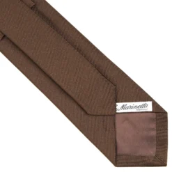 CRAVATTA SARTORIALE IN SETA JACQUARD MARRONE SCURO Tinta unita