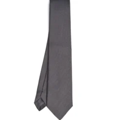 CRAVATTA SARTORIALE IN SETA JACQUARD GRIGIO SCURO Tinta unita