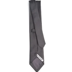 CRAVATTA SARTORIALE IN SETA JACQUARD GRIGIO SCURO Tinta unita