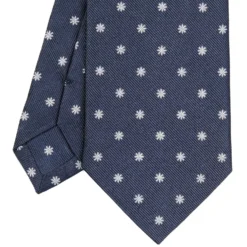 CRAVATTA SARTORIALE IN SETA JACQUARD BLU Con fiocco di neve