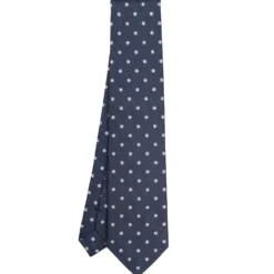 CRAVATTA SARTORIALE IN SETA JACQUARD BLU Con fiocco di neve