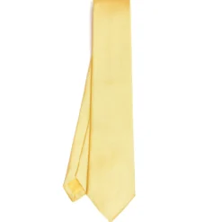 CRAVATTA SARTORIALE IN SETA JACQUARD GIALLA Tinta unita