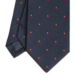 CRAVATTA SARTORIALE IN SETA JACQUARD BLU Con cornetto sparso