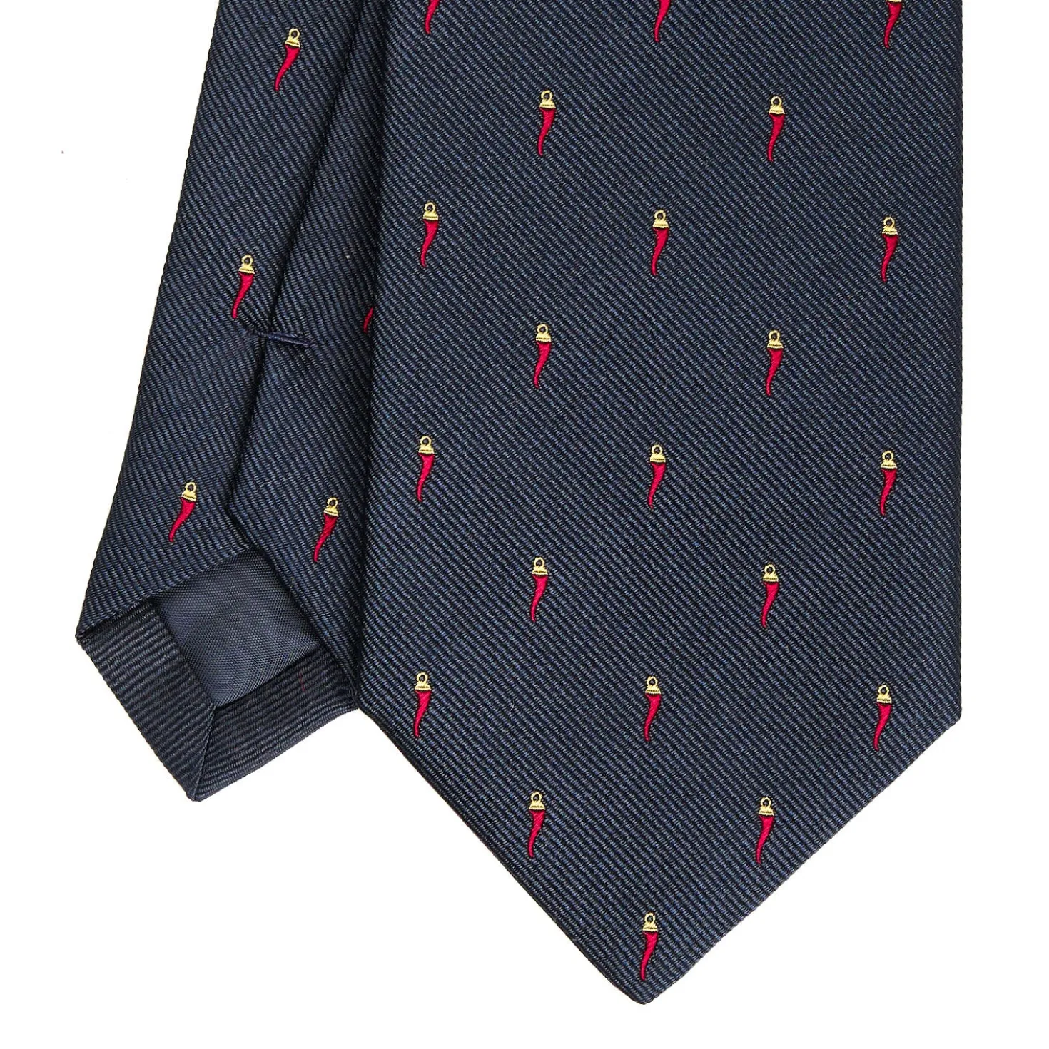 CRAVATTA SARTORIALE IN SETA JACQUARD BLU Con cornetto sparso