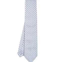 CRAVATTA SARTORIALE IN SETA JACQUARD AZZURRA Microfantasia fiore