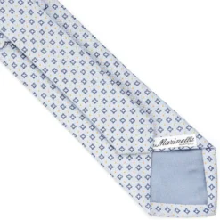 CRAVATTA SARTORIALE IN SETA JACQUARD AZZURRA Microfantasia fiore