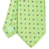 CRAVATTA SARTORIALE IN SETA JACQUARD VERDE CHIARO Microfantasia fiore