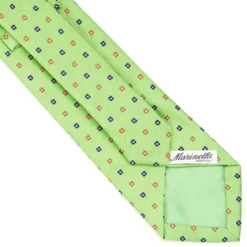 CRAVATTA SARTORIALE IN SETA JACQUARD VERDE CHIARO Microfantasia fiore