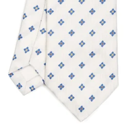 CRAVATTA SARTORIALE IN SETA JACQUARD BIANCA Macrofantasia fiore