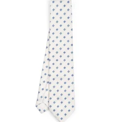 CRAVATTA SARTORIALE IN SETA JACQUARD BIANCA Macrofantasia fiore