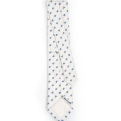 CRAVATTA SARTORIALE IN SETA JACQUARD BIANCA Macrofantasia fiore
