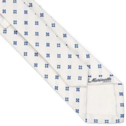 CRAVATTA SARTORIALE IN SETA JACQUARD BIANCA Macrofantasia fiore