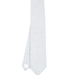 CRAVATTA SARTORIALE IN SETA JACQUARD BIANCA Microfantasia geometrica