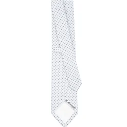CRAVATTA SARTORIALE IN SETA JACQUARD BIANCA Microfantasia geometrica