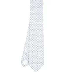 CRAVATTA SARTORIALE IN SETA JACQUARD BIANCA Microfantasia fiore