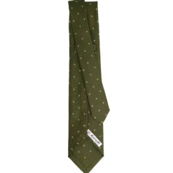 CRAVATTA SARTORIALE 7 PIEGHE IN SETA VERDE OLIVA Microfantasia fiore