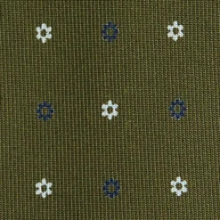 CRAVATTA SARTORIALE 7 PIEGHE IN SETA VERDE OLIVA Microfantasia fiore