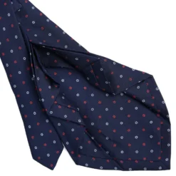 CRAVATTA SARTORIALE 7 PIEGHE IN SETA BLU SCURO Microfantasia fiore