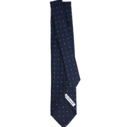 CRAVATTA SARTORIALE 7 PIEGHE IN SETA BLU SCURO Microfantasia fiore