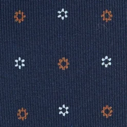 CRAVATTA SARTORIALE 7 PIEGHE IN SETA BLU SCURO Microfantasia fiore