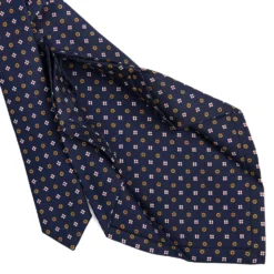 CRAVATTA SARTORIALE 7 PIEGHE IN SETA BLU SCURO Microfantasia fiore