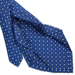 CRAVATTA SARTORIALE 7 PIEGHE IN SETA BLU Microfantasia fiore
