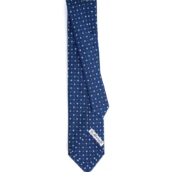 CRAVATTA SARTORIALE 7 PIEGHE IN SETA BLU Microfantasia fiore