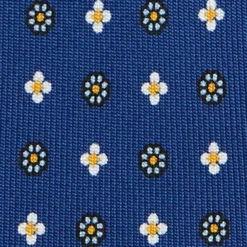 CRAVATTA SARTORIALE 7 PIEGHE IN SETA BLU Microfantasia fiore