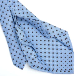 CRAVATTA SARTORIALE 7 PIEGHE IN SETA AZZURRA Microfantasia fiore