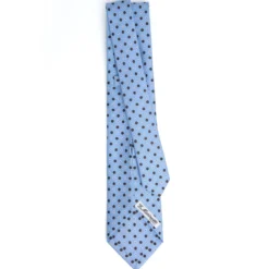 CRAVATTA SARTORIALE 7 PIEGHE IN SETA AZZURRA Microfantasia fiore