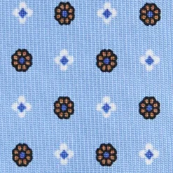 CRAVATTA SARTORIALE 7 PIEGHE IN SETA AZZURRA Microfantasia fiore