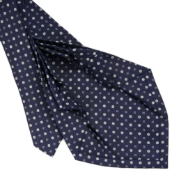 CRAVATTA SARTORIALE 9 PIEGHE IN SETA BLU SCURO Microfantasia fiore