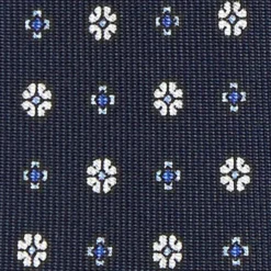 CRAVATTA SARTORIALE 9 PIEGHE IN SETA BLU SCURO Microfantasia fiore