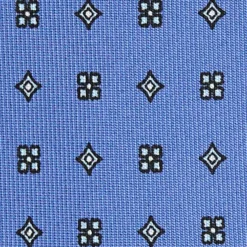 CRAVATTA SARTORIALE 9 PIEGHE IN SETA AZZURRO POLVERE Microfantasia fiore