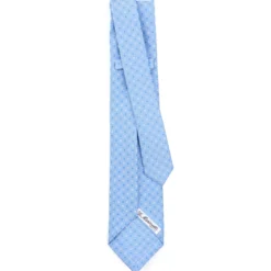 CRAVATTA SARTORIALE 5 PIEGHE IN SETA AZZURRA Microfantasia fiore