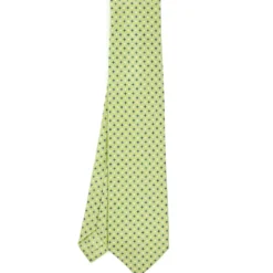 CRAVATTA SARTORIALE 9 PIEGHE IN SETA VERDE CHIARO Microfantasia fiore
